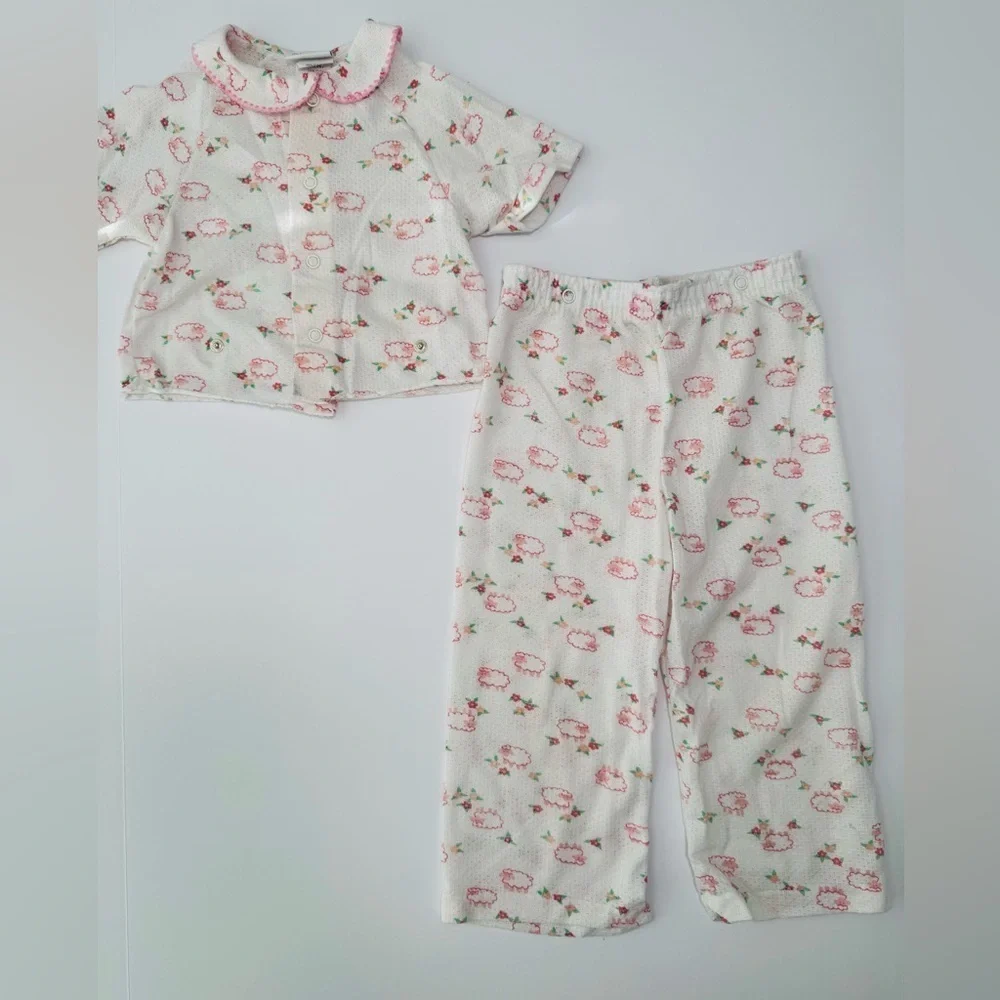 Carters Vintage Girls Snap Pajama Set Size 3